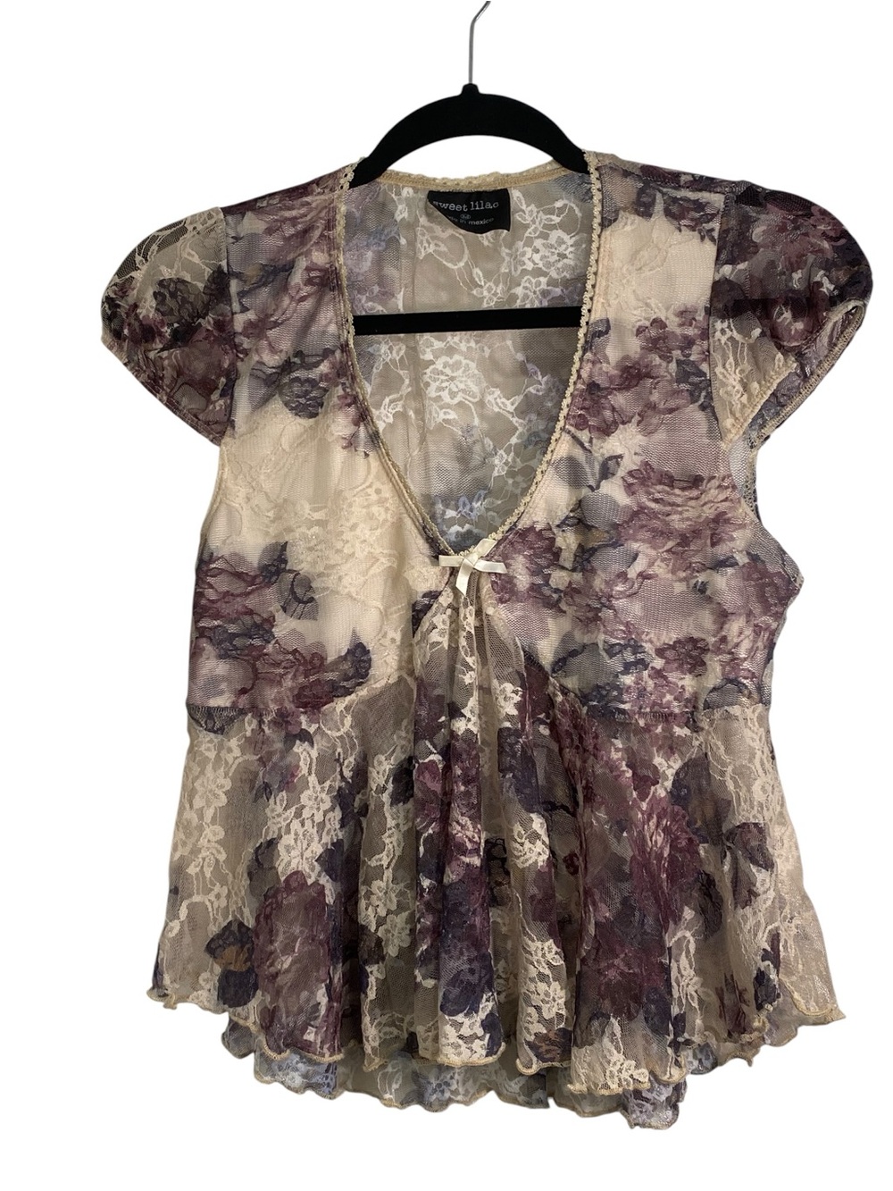 Sweet Lilac Y2K Look Lace Top
